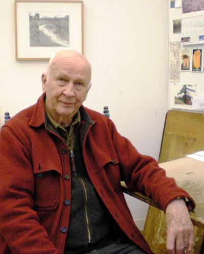 Art Hansen in his studio, photo by Janice Randall